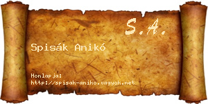 Spisák Anikó névjegykártya